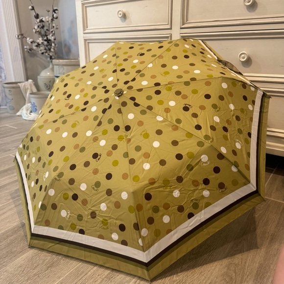 Coach Polka Dot Umbrella - Tan and Brown - Picture 1 of 5